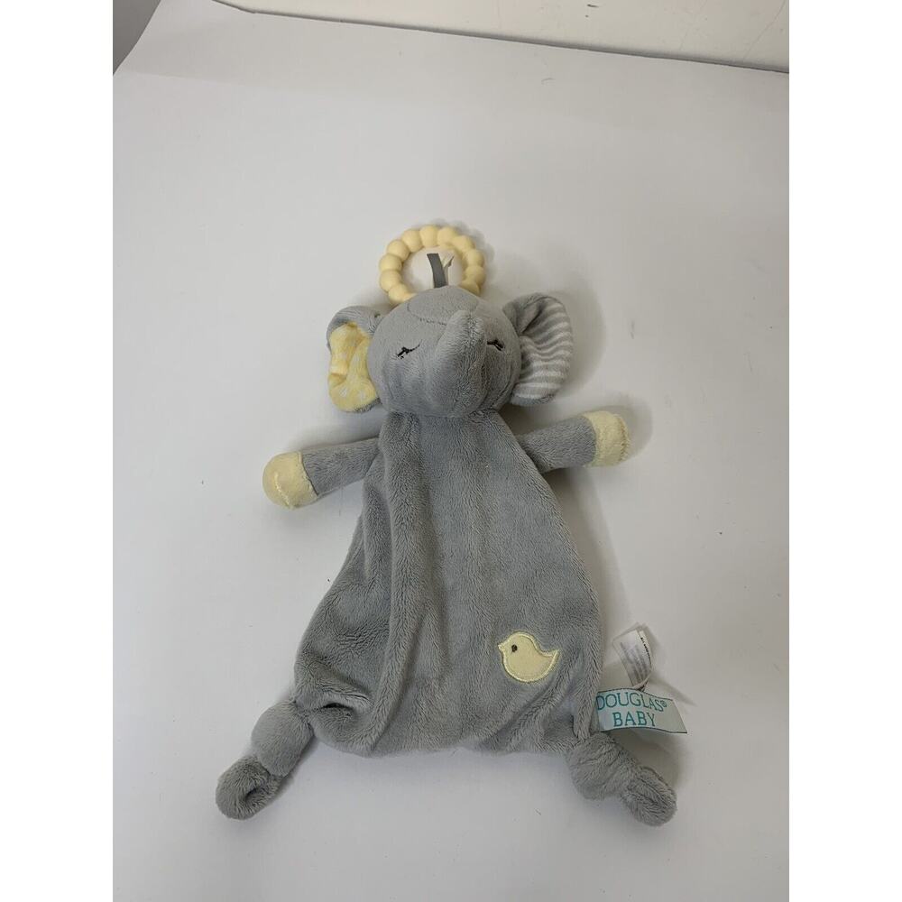 DOUGLAS BABY Plush Lovey Security Blanket Teether 10" Elephant Gray Grey